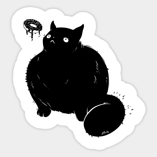 Big Chonker Cat Looking At Donut Art Sticker by cellsdividing